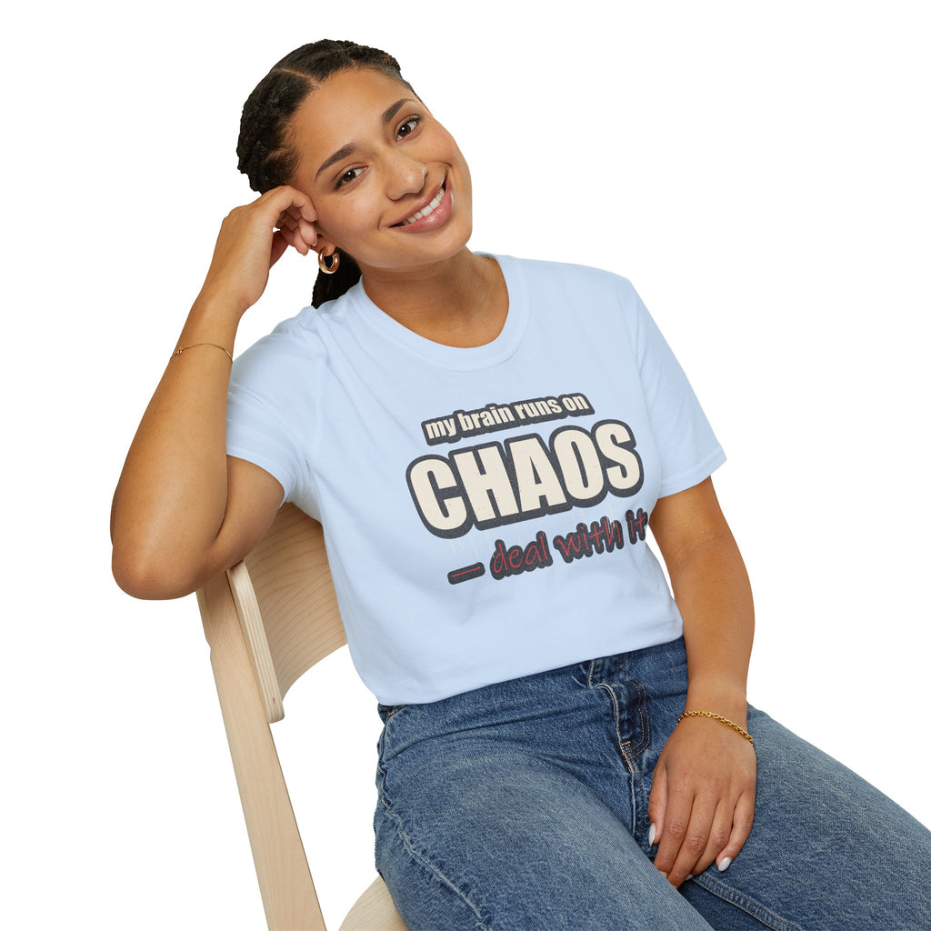 My Brain Runs on Chaos T-Shirt — Funny ADHD & Neurodivergent Graphic Tee