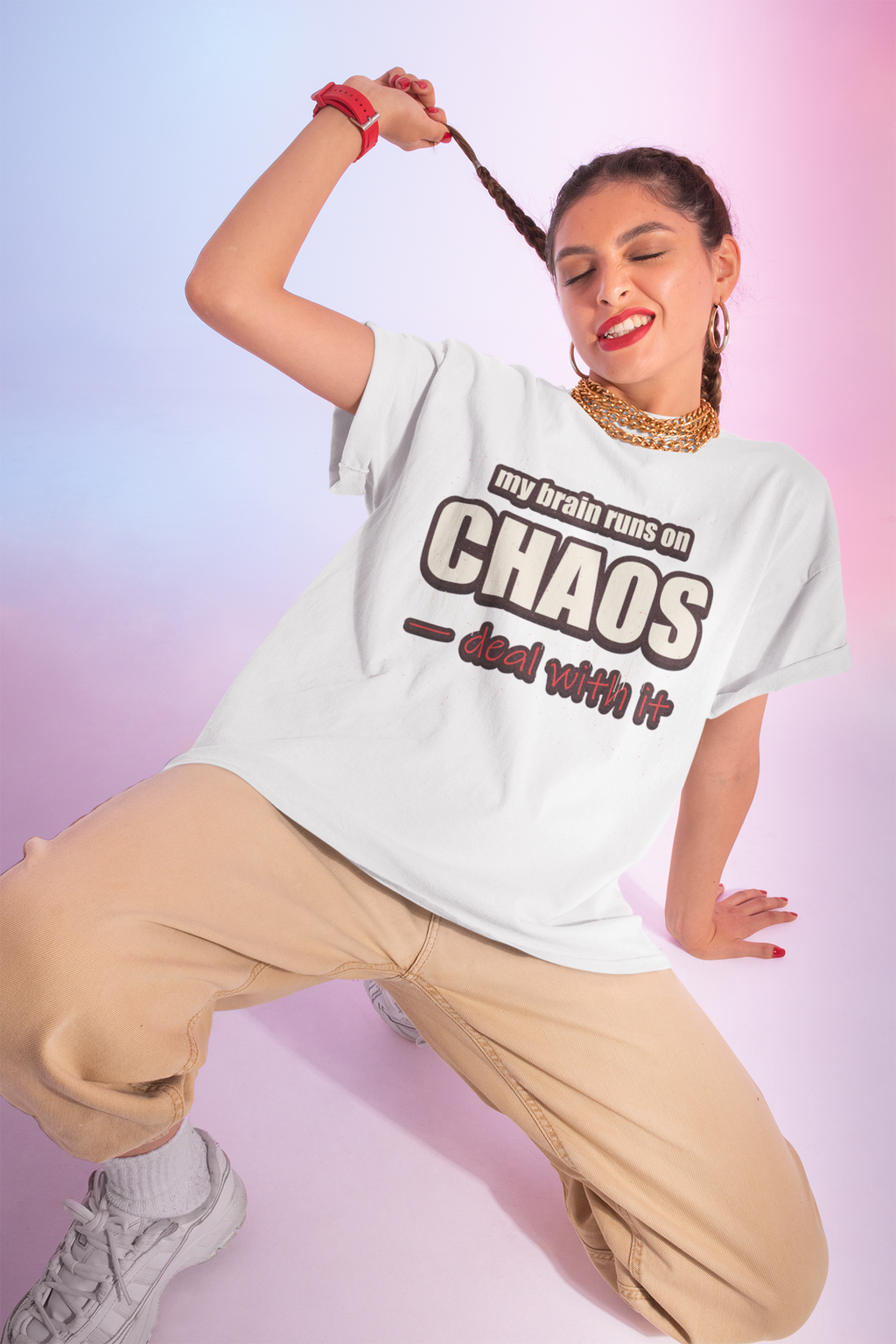 My Brain Runs on Chaos T-Shirt — Funny ADHD & Neurodivergent Graphic Tee